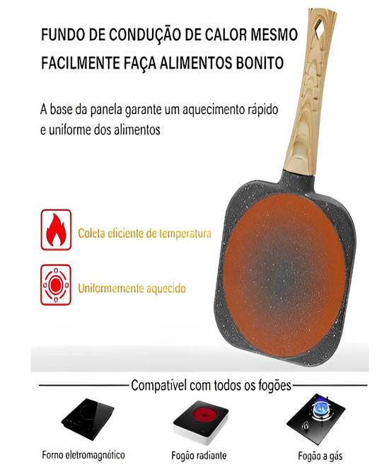 Frigideira Antiaderente 3 Divisões para Ovos e Alimentos
