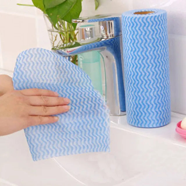 Rolo com 50 Panos de Limpeza Descartáveis – Cozinha, Rápida Secagem e Reutilizáveis