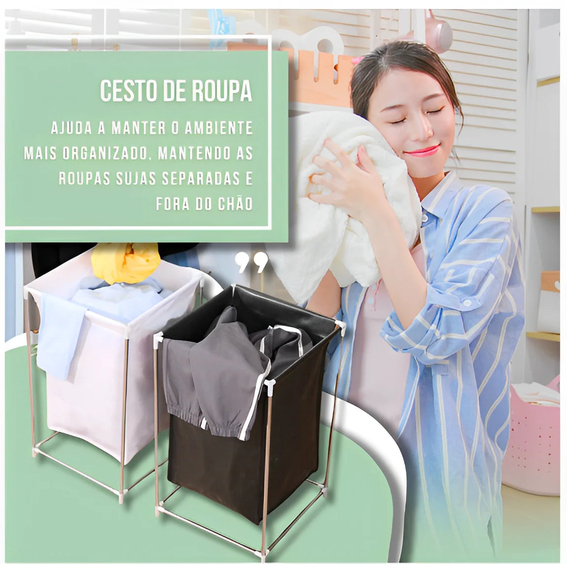 Cesto Organizador de Roupas Sujas Desmontável Minimalista