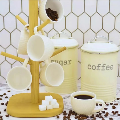 Suporte de Canecas em Bambu – 6 Postes Verticais