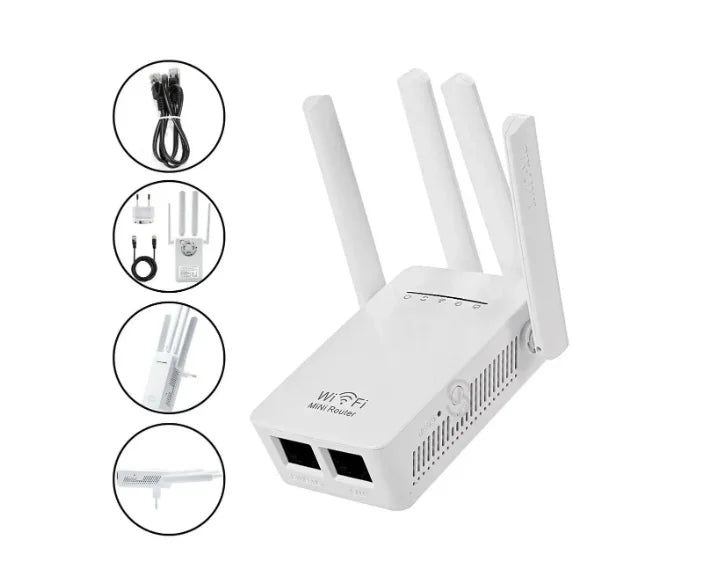 Repetidor Wi-Fi com 4 Antenas – Amplificador de Sinal