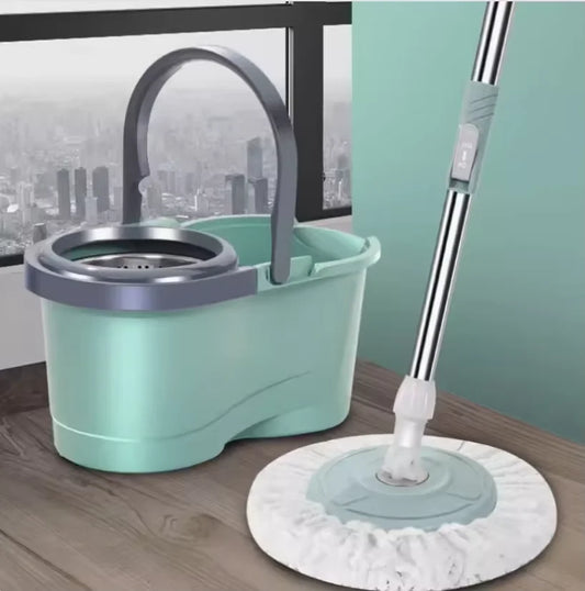 Mop 360º Rotativo com Balde Inox 12L e Cabo de 1,10m