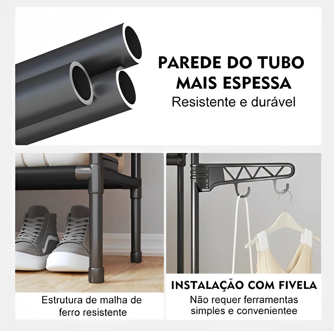 Arara Portátil Multiuso para Roupas – Organizador Desmontável