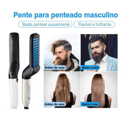 Escova Elétrica Portátil 2 em 1 para Cabelo e Barba