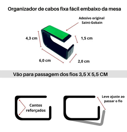Organizador de Cabos Adesivo para Mesa