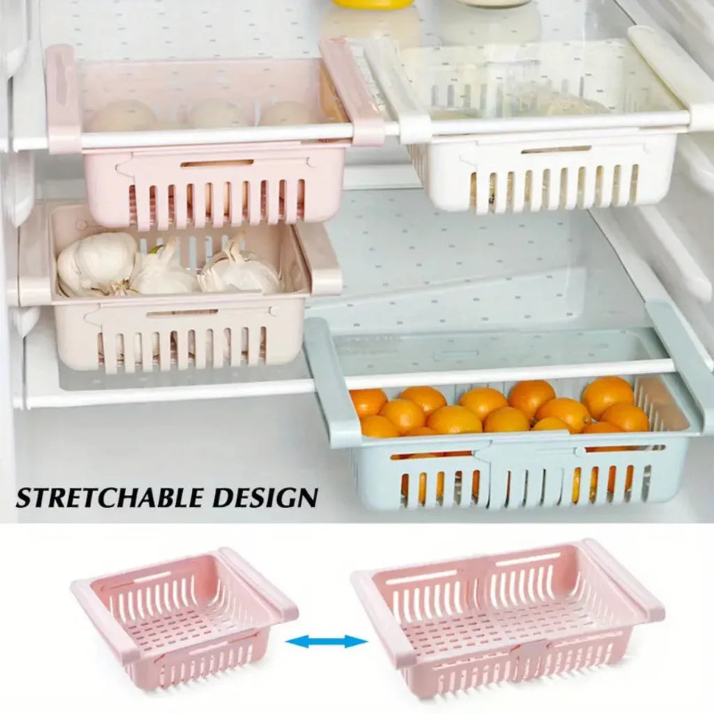 Cesta Organize Ajustável para Geladeira Retrátil