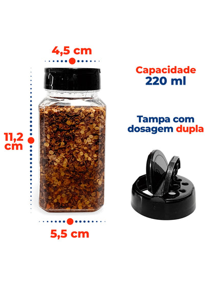 Kit 10 Potinhos para Temperos com Tampa Dosing 220ml