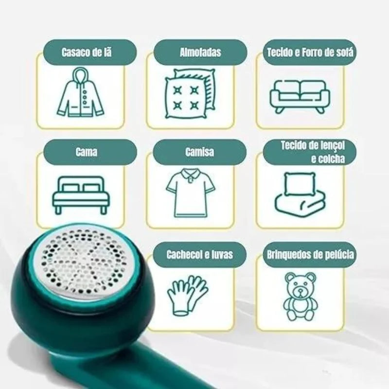 Removedor Elétrico de Fiapos Recarregável Portátil