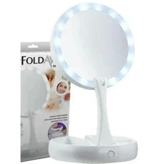 Espelho LED 10x Magnificação Dobrável para Maquiagem
