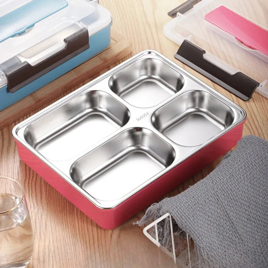 Marmita Plástica 4 Divisórias com Talher – Tampa Vedada e Bolsa Portátil