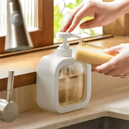 Dispenser de Sabão Líquido com Suporte Removível – Transparente e Branco