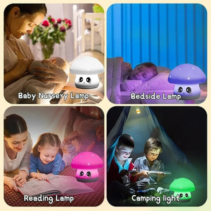 Mini Luminária Cogumelo de Silicone LED Recarregável com Toque