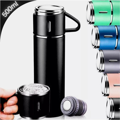 Kit Garrafa Térmica 500ml com 3 Xícaras – Vacuum Flask