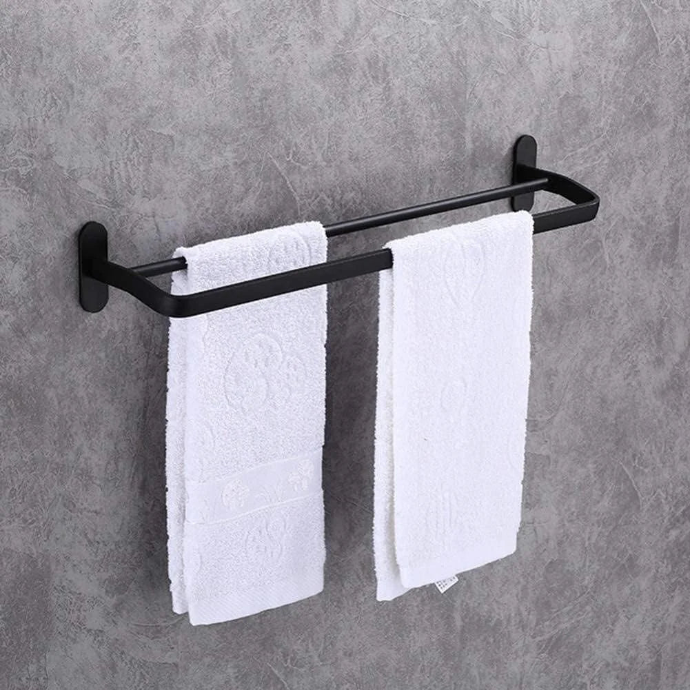 Toalheiro Duplo 50cm em Aço Carbono Preto – Parede ou Porta