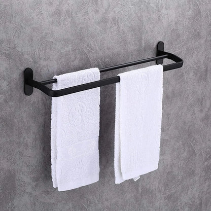 Toalheiro Duplo 50cm em Aço Carbono Preto – Parede ou Porta