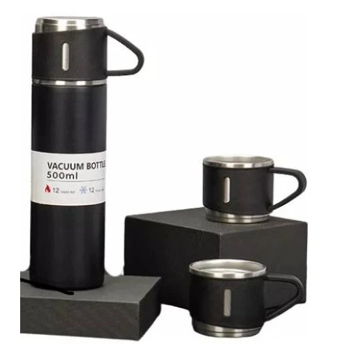 Kit Garrafa Térmica 500ml com 3 Xícaras – Vacuum Flask