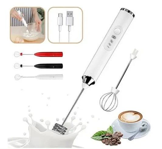 Mixer Elétrico 2 em 1 Recarregável para Ovos, Café e Leite