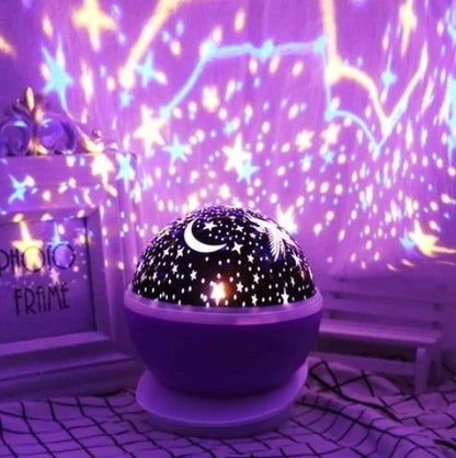 Luminária Projetora Estrelas e Lua 360°