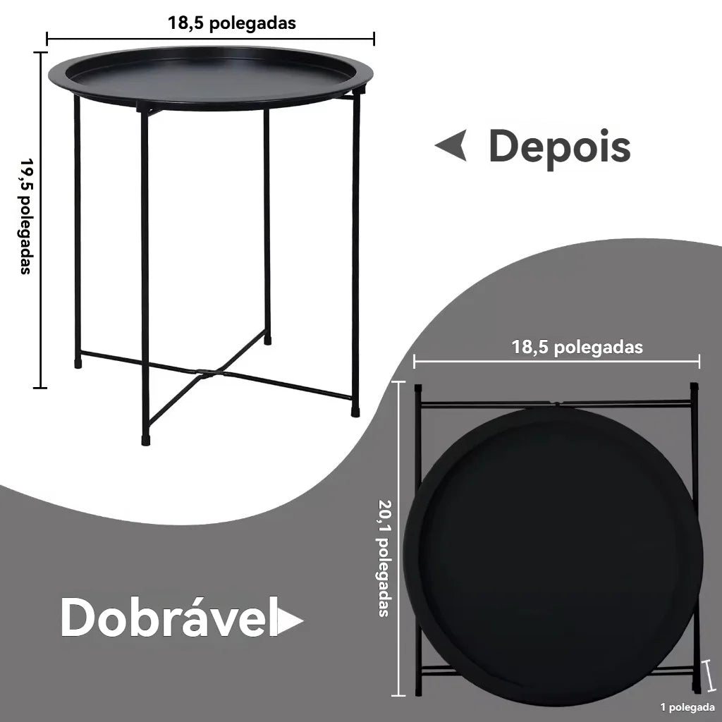 Mesa Auxiliar Metálica Desmontável 47x47x50cm – Design Moderno e Resistente
