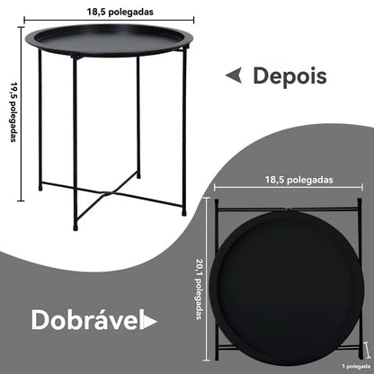 Mesa Auxiliar Metálica Desmontável 47x47x50cm – Design Moderno e Resistente