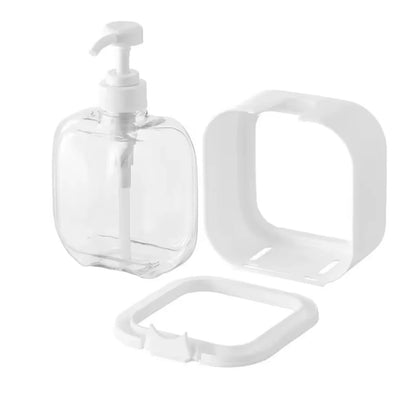 Dispenser de Sabão Líquido com Suporte Removível – Transparente e Branco