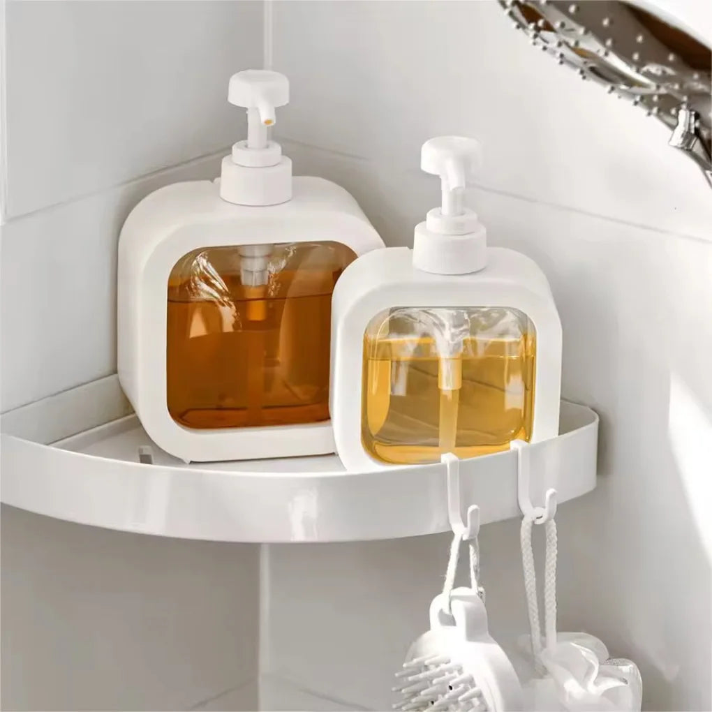 Dispenser de Sabão Líquido com Suporte Removível – Transparente e Branco