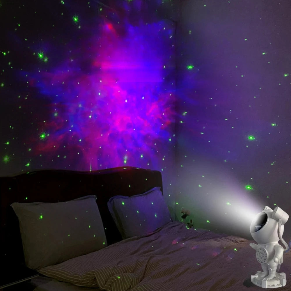 Projetor Galáxia Astronauta com Som Bluetooth