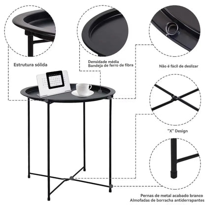 Mesa Auxiliar Metálica Desmontável 47x47x50cm – Design Moderno e Resistente