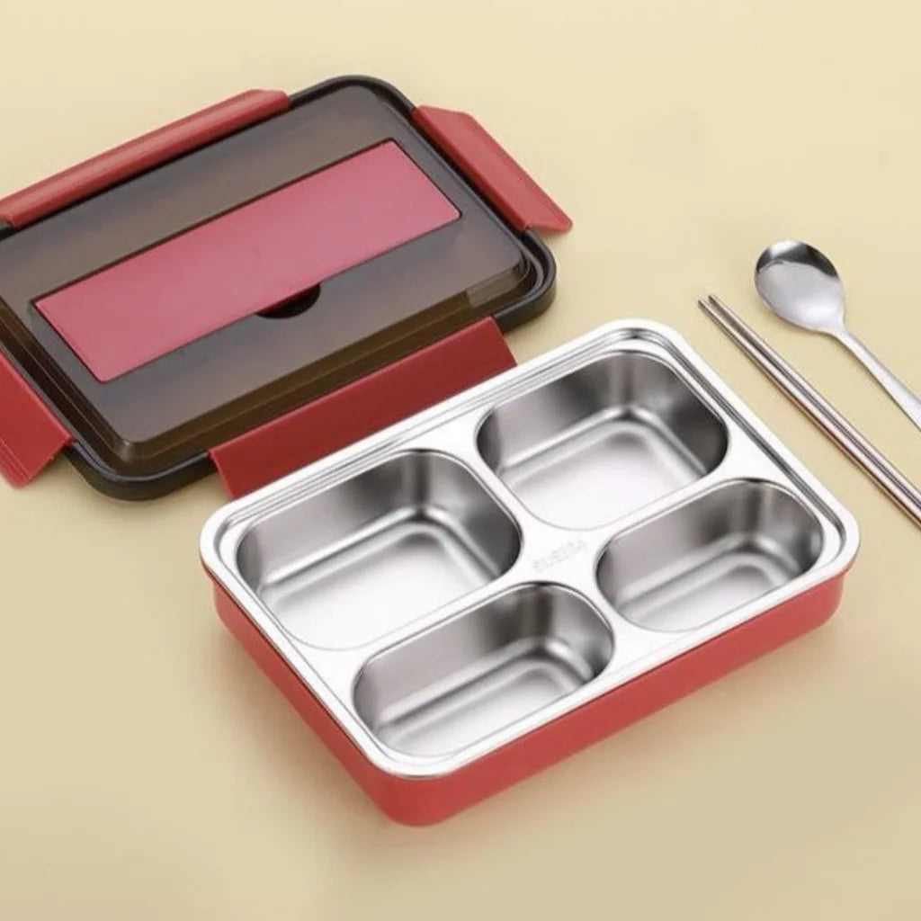 Marmita Plástica 4 Divisórias com Talher – Tampa Vedada e Bolsa Portátil