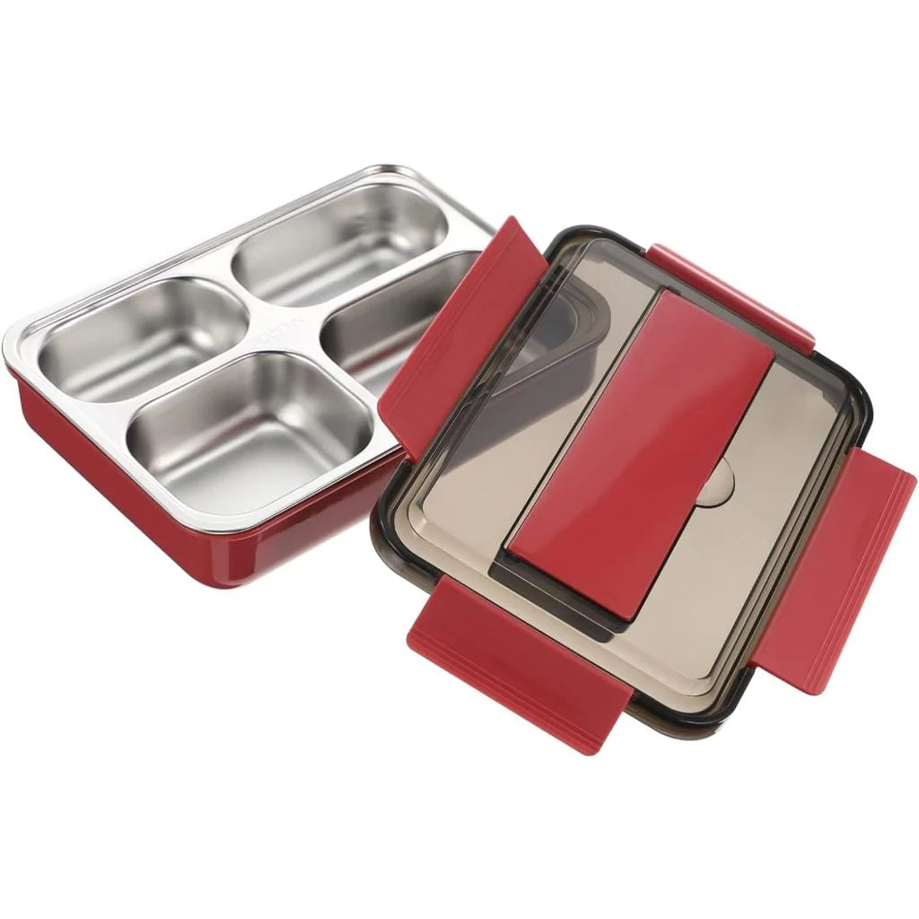 Marmita Plástica 4 Divisórias com Talher – Tampa Vedada e Bolsa Portátil