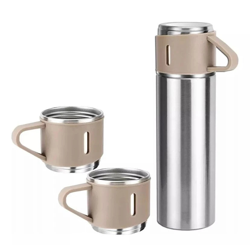 Kit Garrafa Térmica 500ml com 3 Xícaras – Vacuum Flask