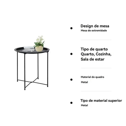 Mesa Auxiliar Metálica Desmontável 47x47x50cm – Design Moderno e Resistente