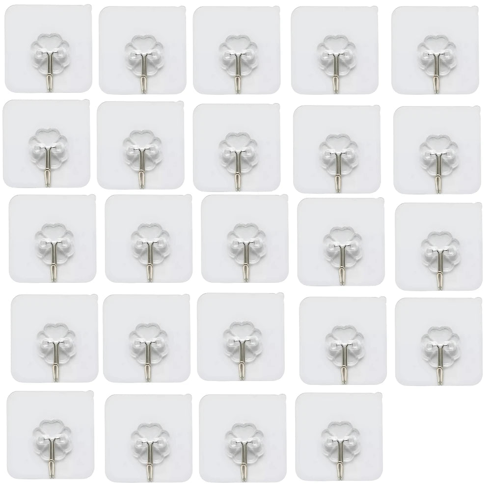 Kit 24 Ganchos Adesivos de Parede Multifuncionais
