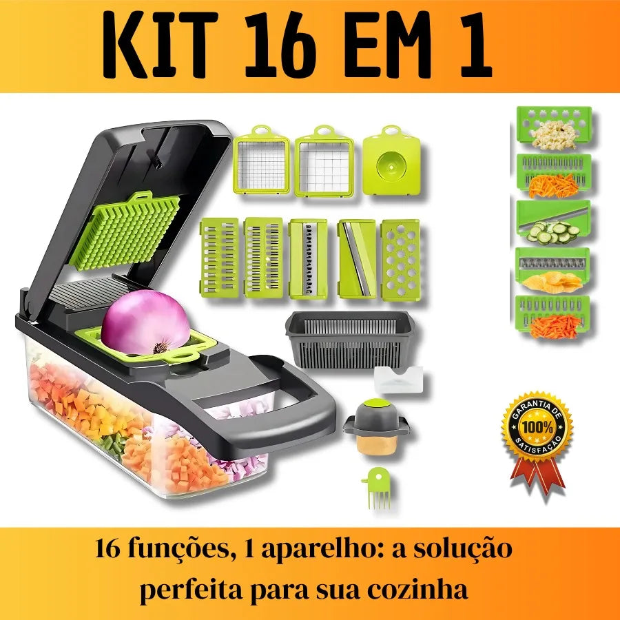 Cortador de Legumes 16 em 1 com Coletor – Multifuncional