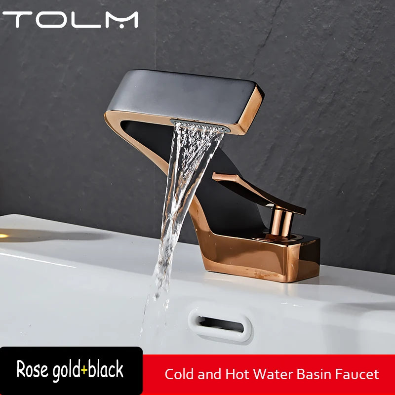 Torneira de Banheiro TOLM Branco/Cromado – Monocomando Cascata Água Quente e Fria