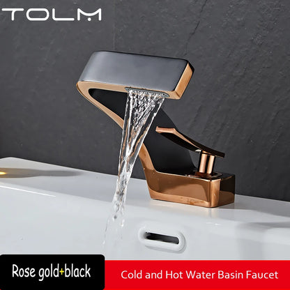 Torneira de Banheiro TOLM Branco/Cromado – Monocomando Cascata Água Quente e Fria