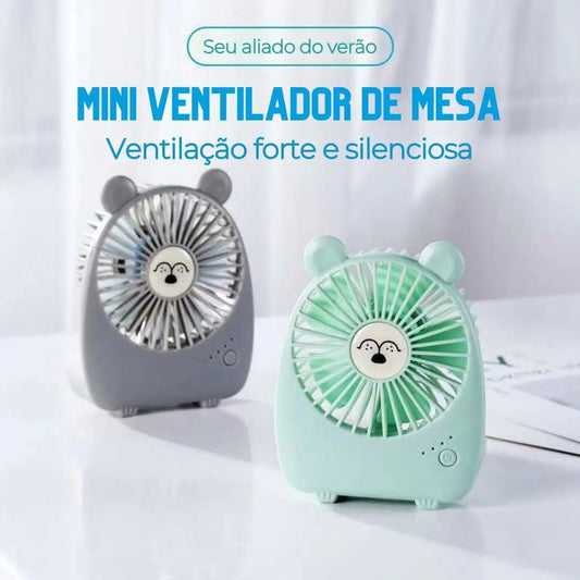 Mini Ventilador USB 3 Velocidades Silencioso e Recarregável