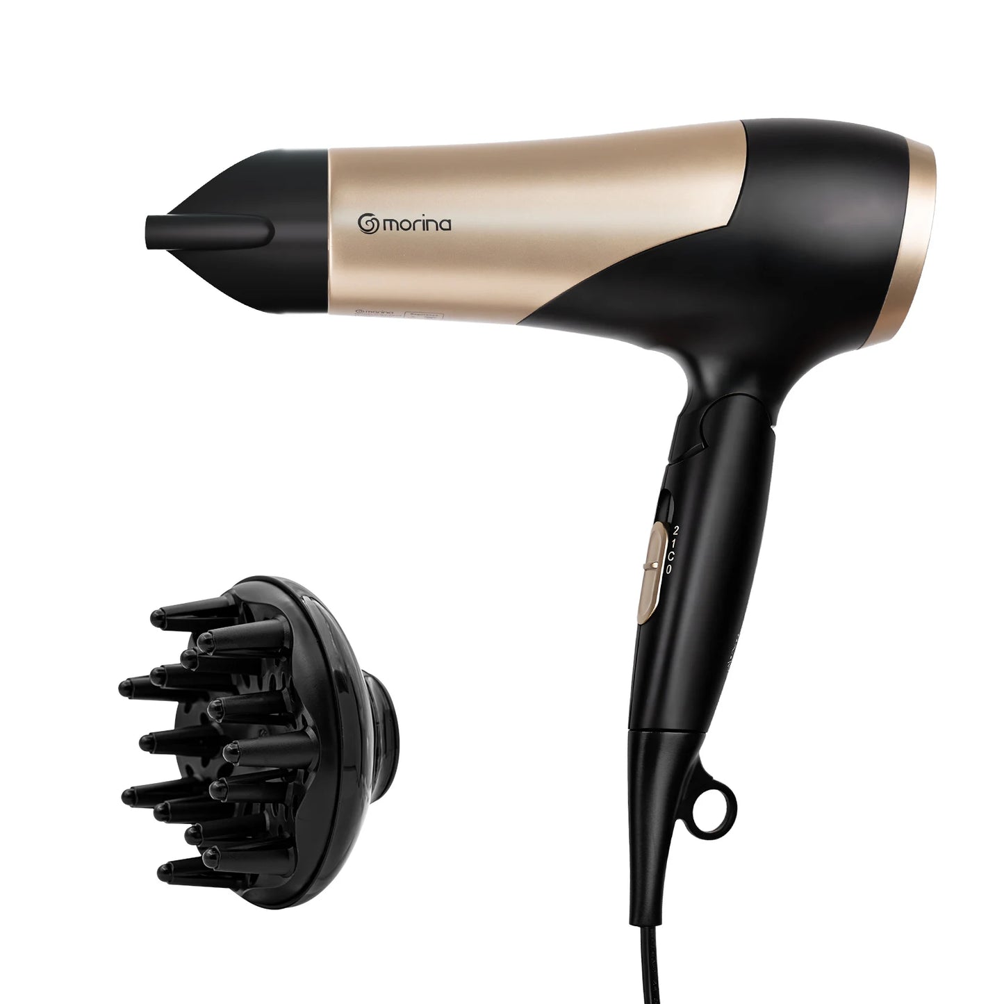 Secador de Cabelo Profissional 1800W – 110/220V Preto e Dourado