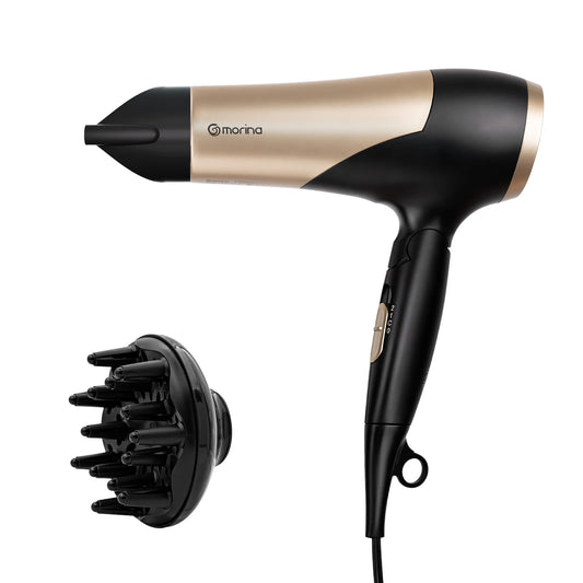 Secador de Cabelo Profissional 1800W – 110/220V Preto e Dourado
