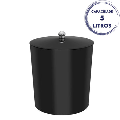 Lixeira Haus Black 5L com Tampa para Banheiro e Cozinha