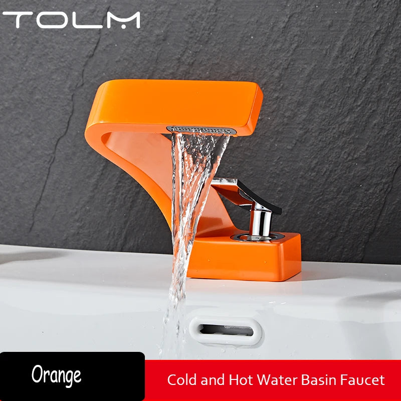 Torneira de Banheiro TOLM Branco/Cromado – Monocomando Cascata Água Quente e Fria