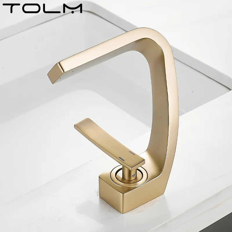 Torneira de Banheiro TOLM Branco/Cromado – Monocomando Cascata Água Quente e Fria