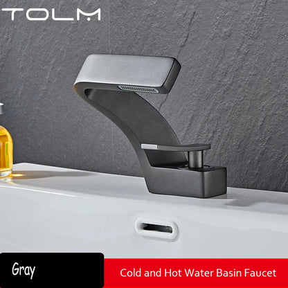 Torneira de Banheiro TOLM Branco/Cromado – Monocomando Cascata Água Quente e Fria