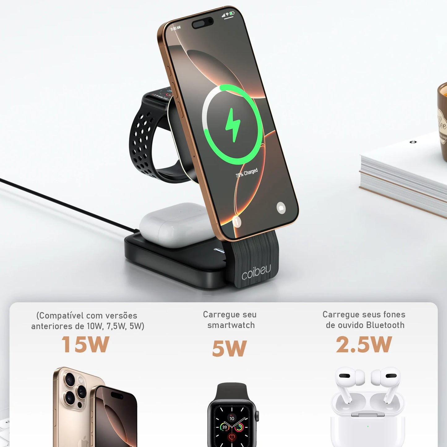 Carregador Indução MagSafe para iPhone – Wireless Charger