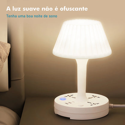 Luminária de Mesa com Tomada – LED 110–220V e Filtro de Linha