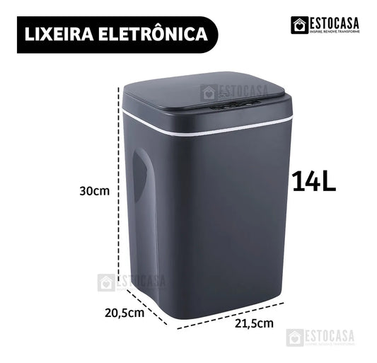Lixeira Automática 14L com Sensor e Fechamento Inteligente