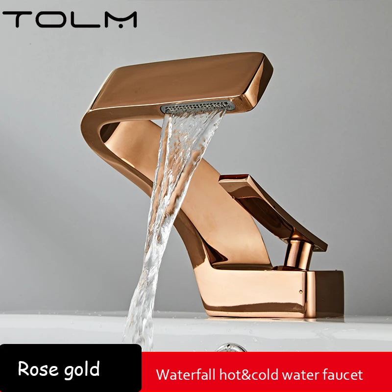 Torneira de Banheiro TOLM Branco/Cromado – Monocomando Cascata Água Quente e Fria