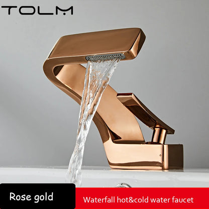 Torneira de Banheiro TOLM Branco/Cromado – Monocomando Cascata Água Quente e Fria