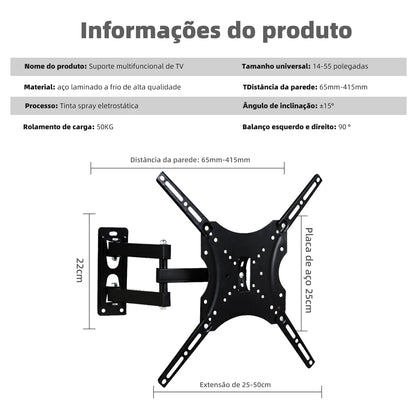 Suporte Articulado de Parede 14–42” para TV e Monitor