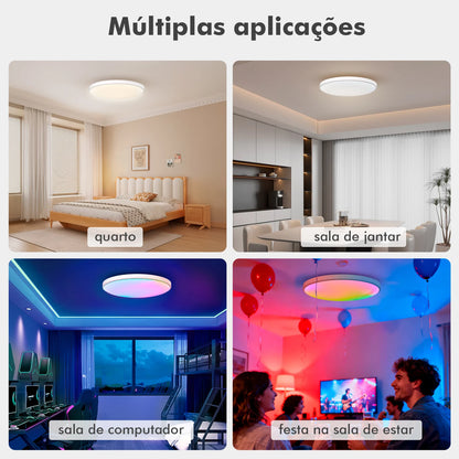 Luminária de Teto Smart WiFi 24W – 16 Milhões de Cores, Alexa/Google
